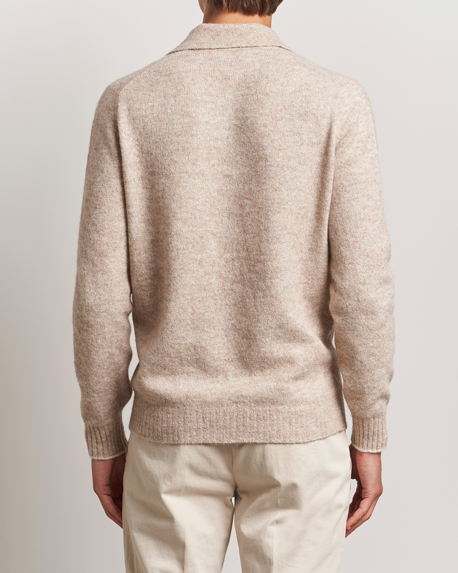 Mies | Puserot | Brunello Cucinelli | Alpaca Wool Long Sleeve Polo Light Beige