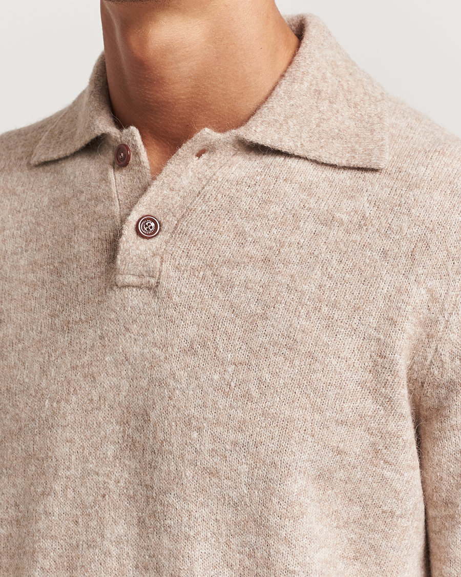 Mies | Puserot | Brunello Cucinelli | Alpaca Wool Long Sleeve Polo Light Beige