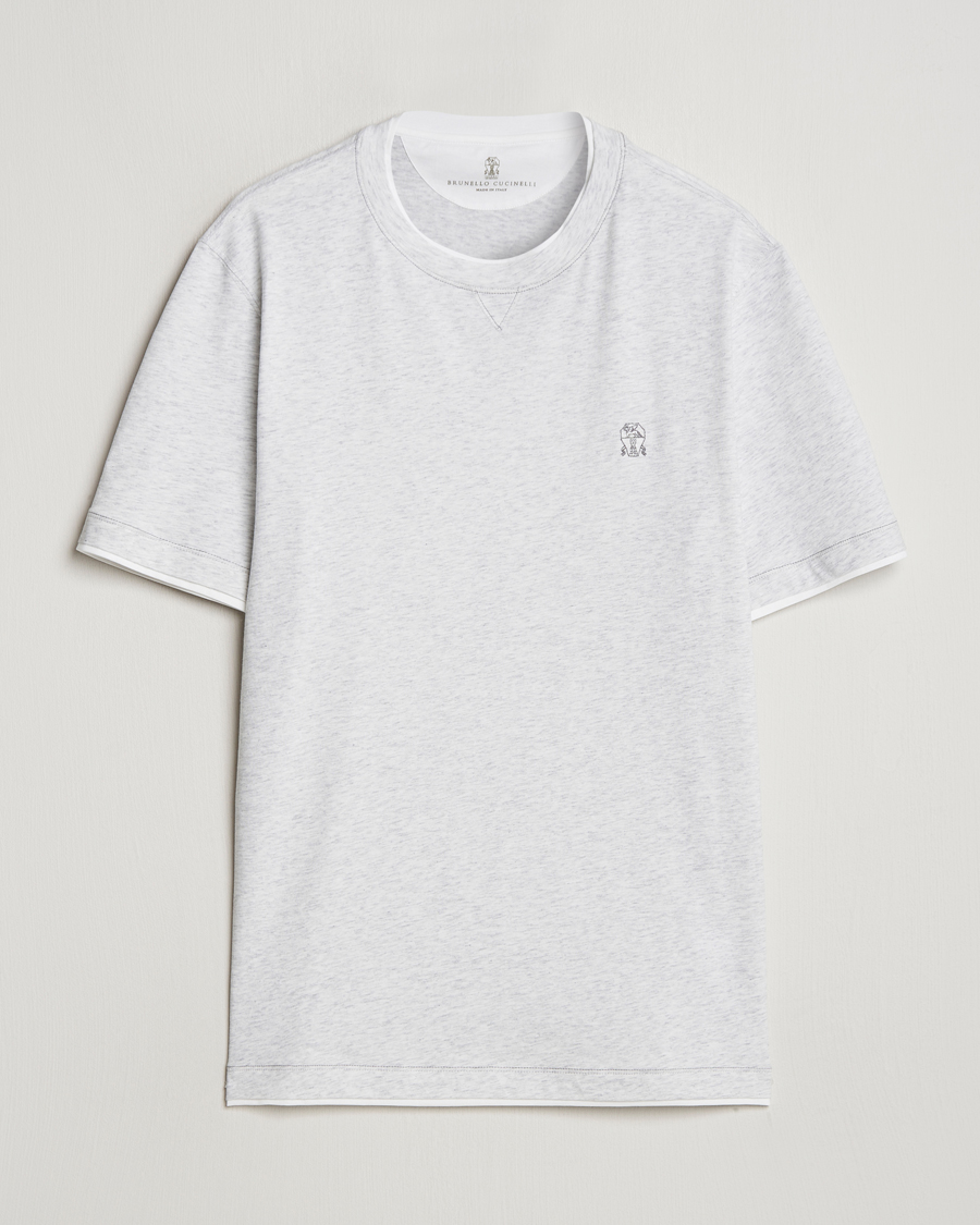 Mies | T-paidat | Brunello Cucinelli | Short Sleeve Logo T-Shirt Light Grey