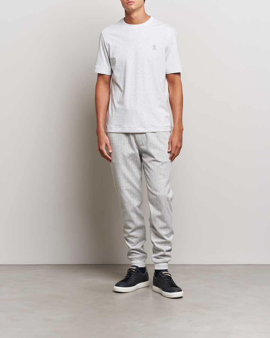 Mies | T-paidat | Brunello Cucinelli | Short Sleeve Logo T-Shirt Light Grey