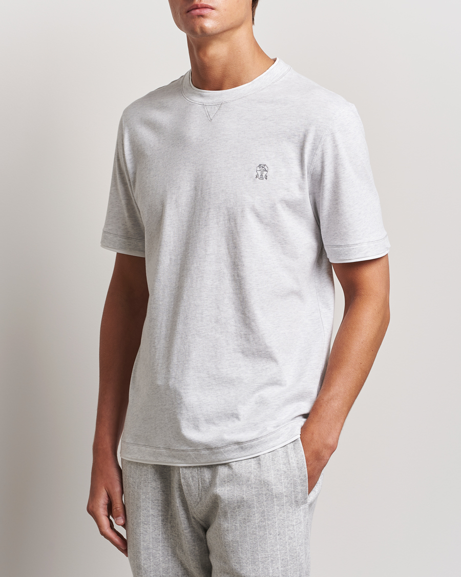 Mies | T-paidat | Brunello Cucinelli | Short Sleeve Logo T-Shirt Light Grey