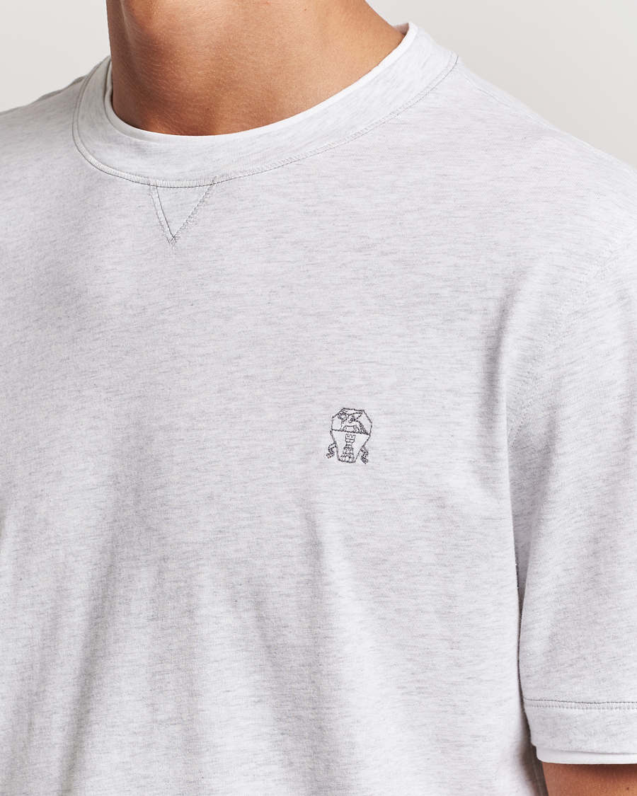 Mies | T-paidat | Brunello Cucinelli | Short Sleeve Logo T-Shirt Light Grey