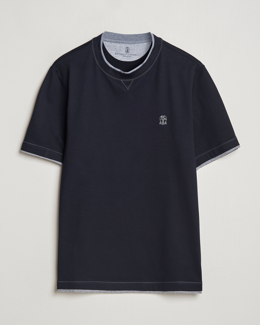 Mies | T-paidat | Brunello Cucinelli | Short Sleeve Logo T-Shirt Navy