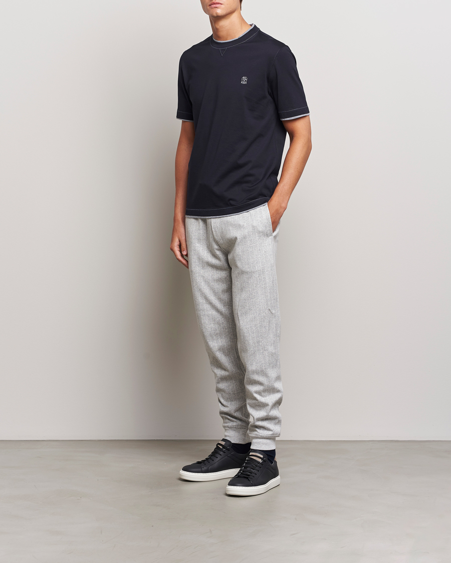 Mies | T-paidat | Brunello Cucinelli | Short Sleeve Logo T-Shirt Navy