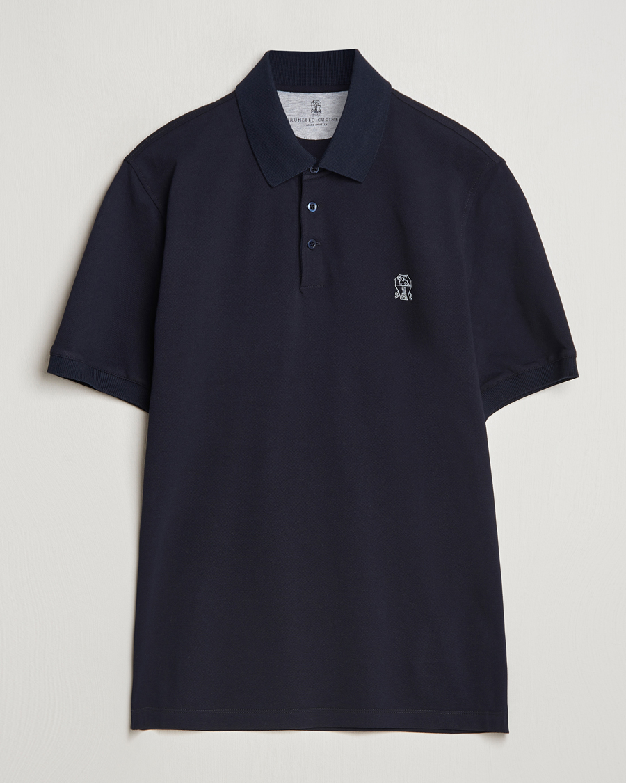 Mies | Pikeet | Brunello Cucinelli | Short Sleeve Logo Polo Navy