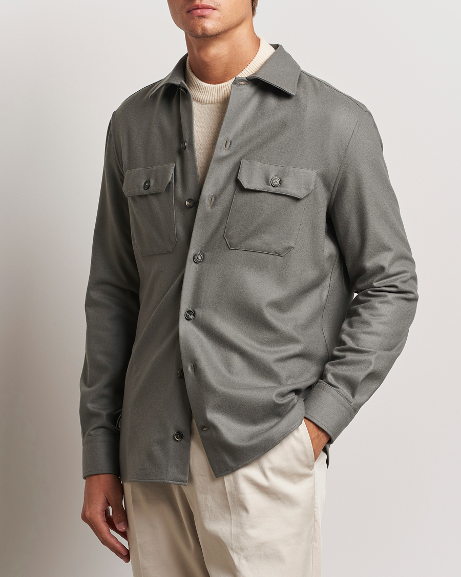 Mies | Kauluspaidat | Brunello Cucinelli | Double Pocket Overshirt Olive
