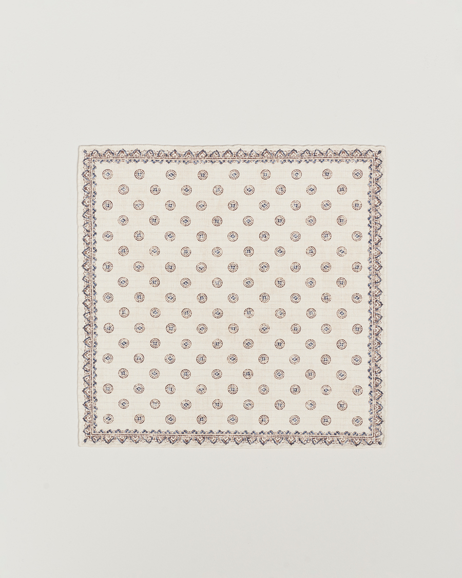 Mies | Brunello Cucinelli Printed Silk Pocket Square Ivory | Brunello Cucinelli | Printed Silk Pocket Square Ivory