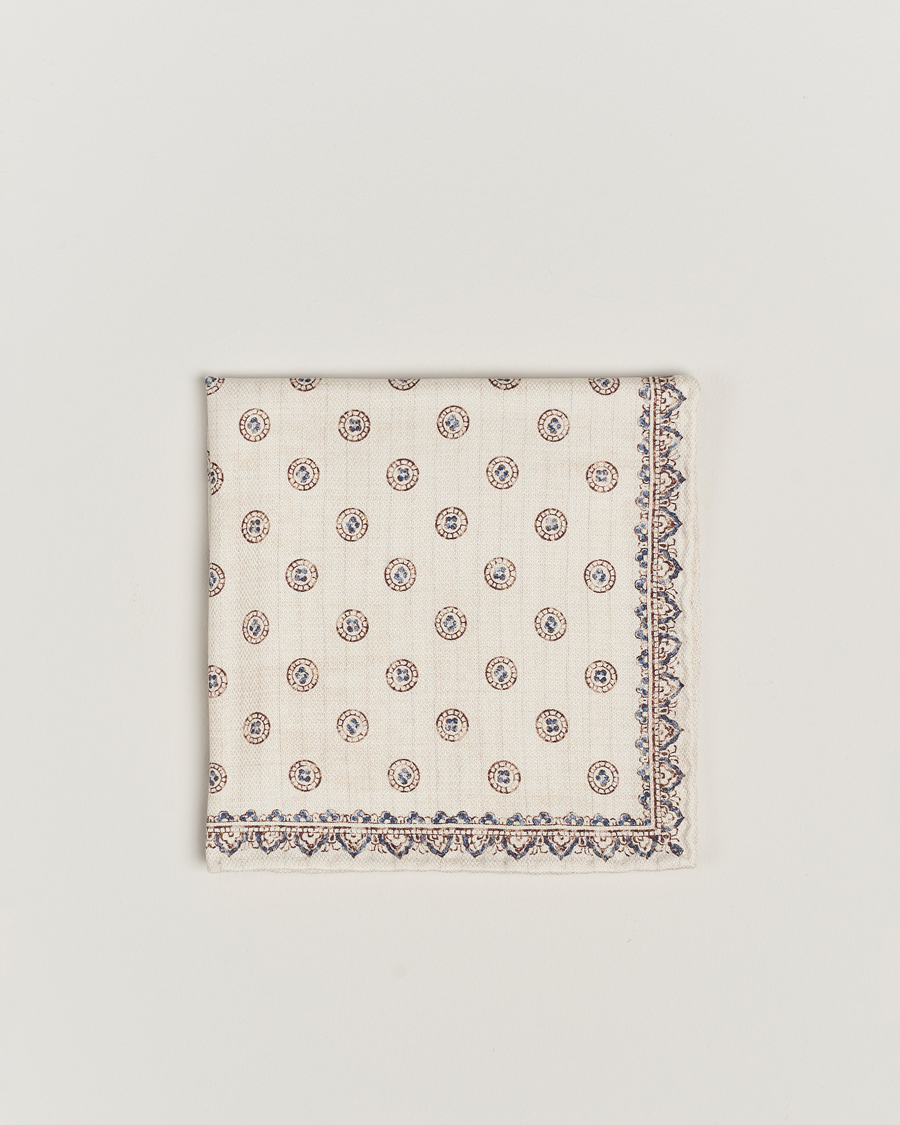 Mies | Brunello Cucinelli Printed Silk Pocket Square Ivory | Brunello Cucinelli | Printed Silk Pocket Square Ivory