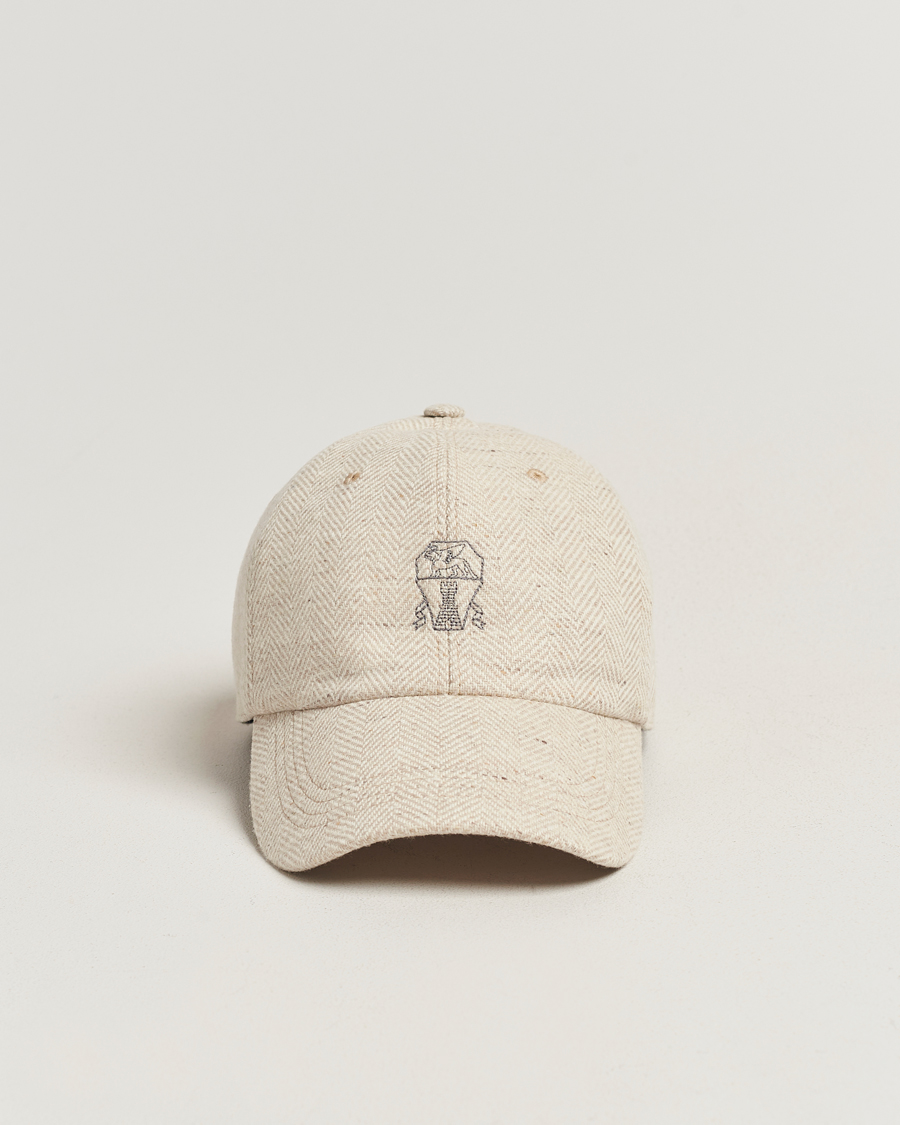 Mies | Brunello Cucinelli Herringbone Flannel Cap Light Beige | Brunello Cucinelli | Herringbone Flannel Cap Light Beige