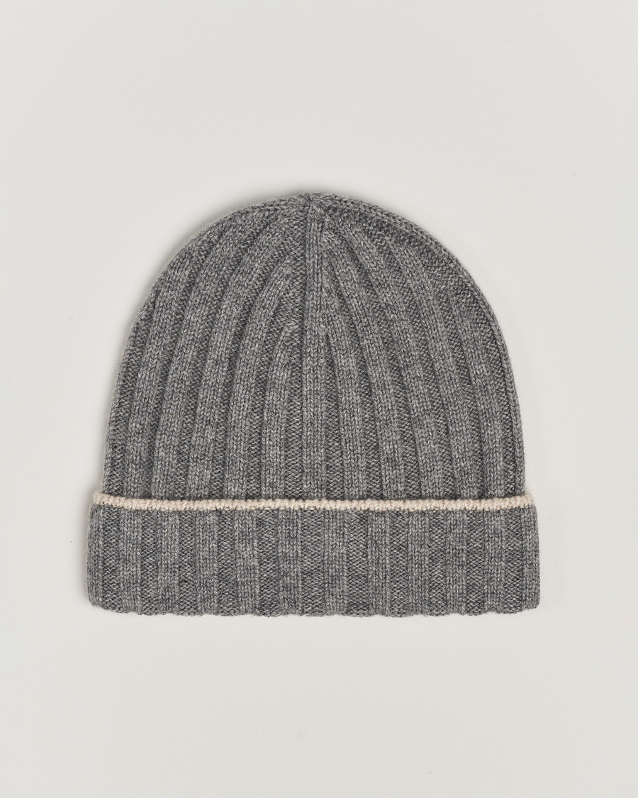 Mies | Brunello Cucinelli Cashmere Contrast Beanie Grey Melange | Brunello Cucinelli | Cashmere Contrast Beanie Grey Melange