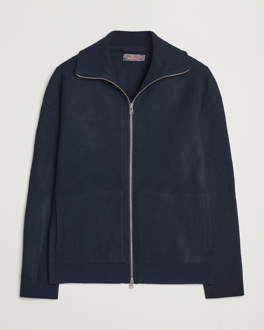 Mies | Puserot | Morris | York Knitted Zip Jacket Navy