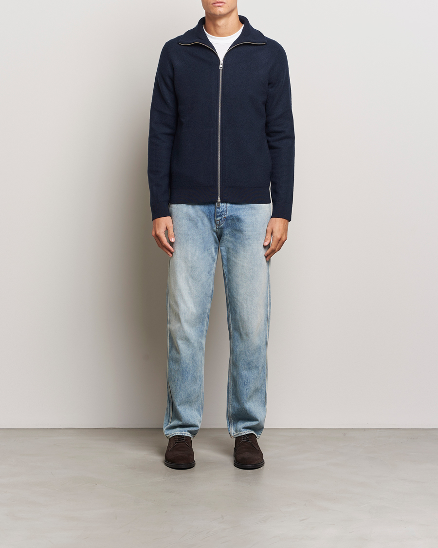 Mies | Puserot | Morris | York Knitted Zip Jacket Navy