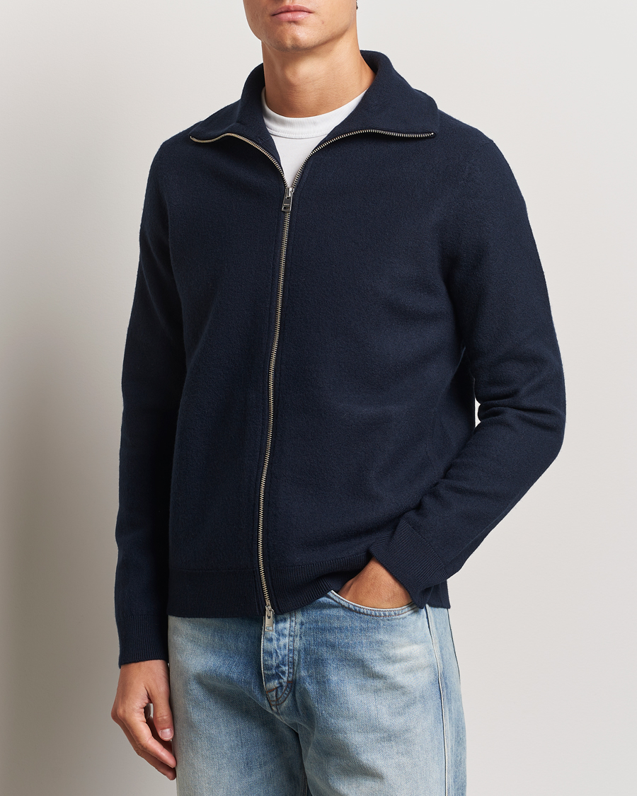 Mies | Puserot | Morris | York Knitted Zip Jacket Navy