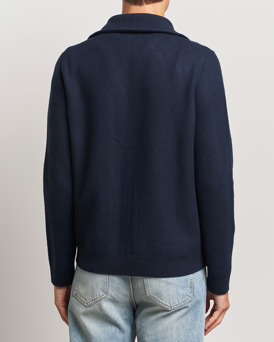 Mies | Puserot | Morris | York Knitted Zip Jacket Navy