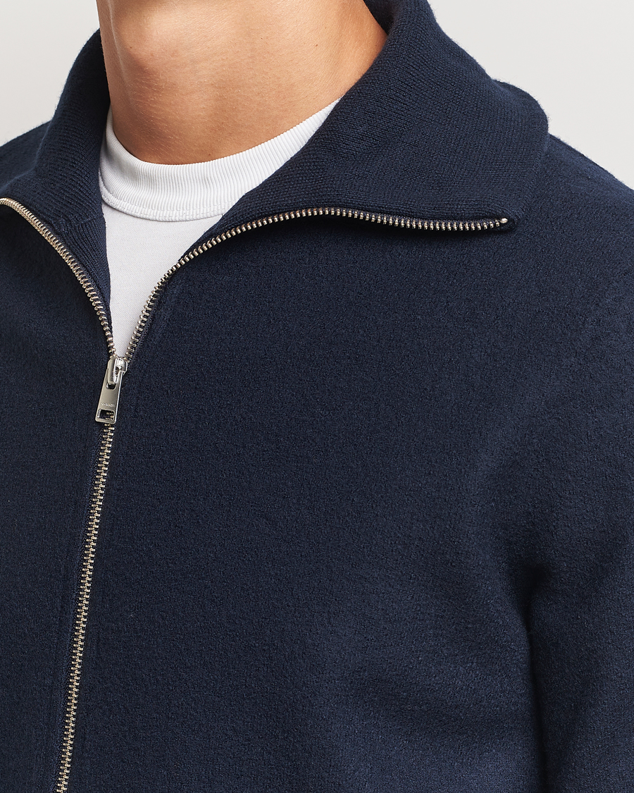 Mies | Puserot | Morris | York Knitted Zip Jacket Navy