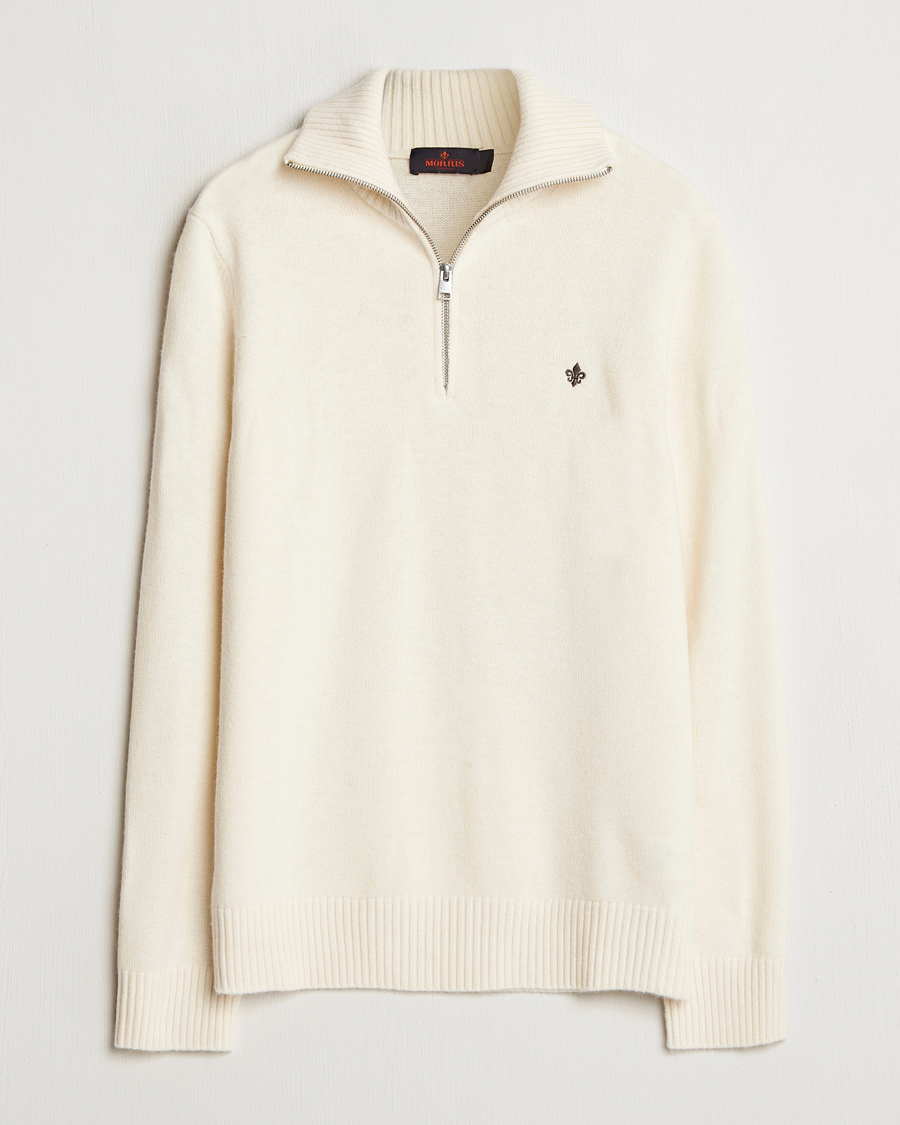 Mies | Puserot | Morris | Hertford Merino Half Zip Off White