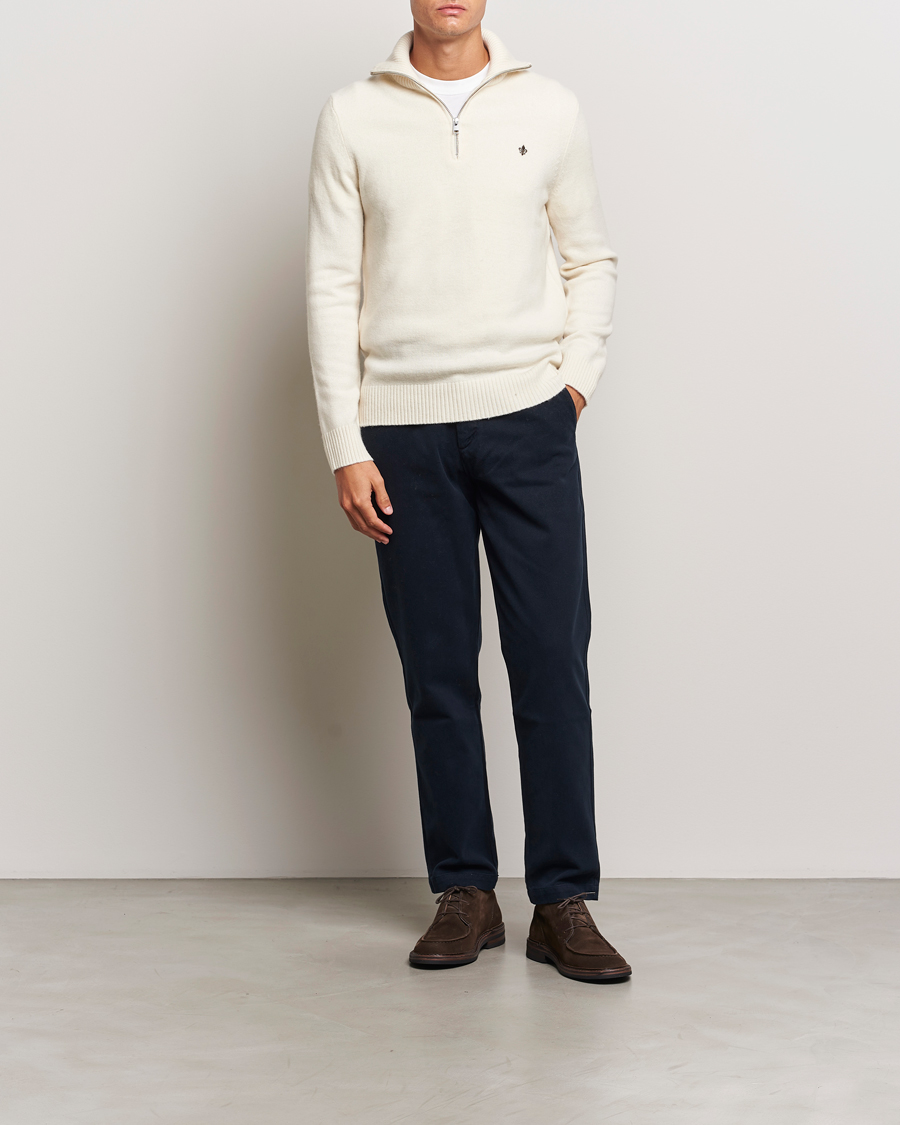 Mies | Puserot | Morris | Hertford Merino Half Zip Off White