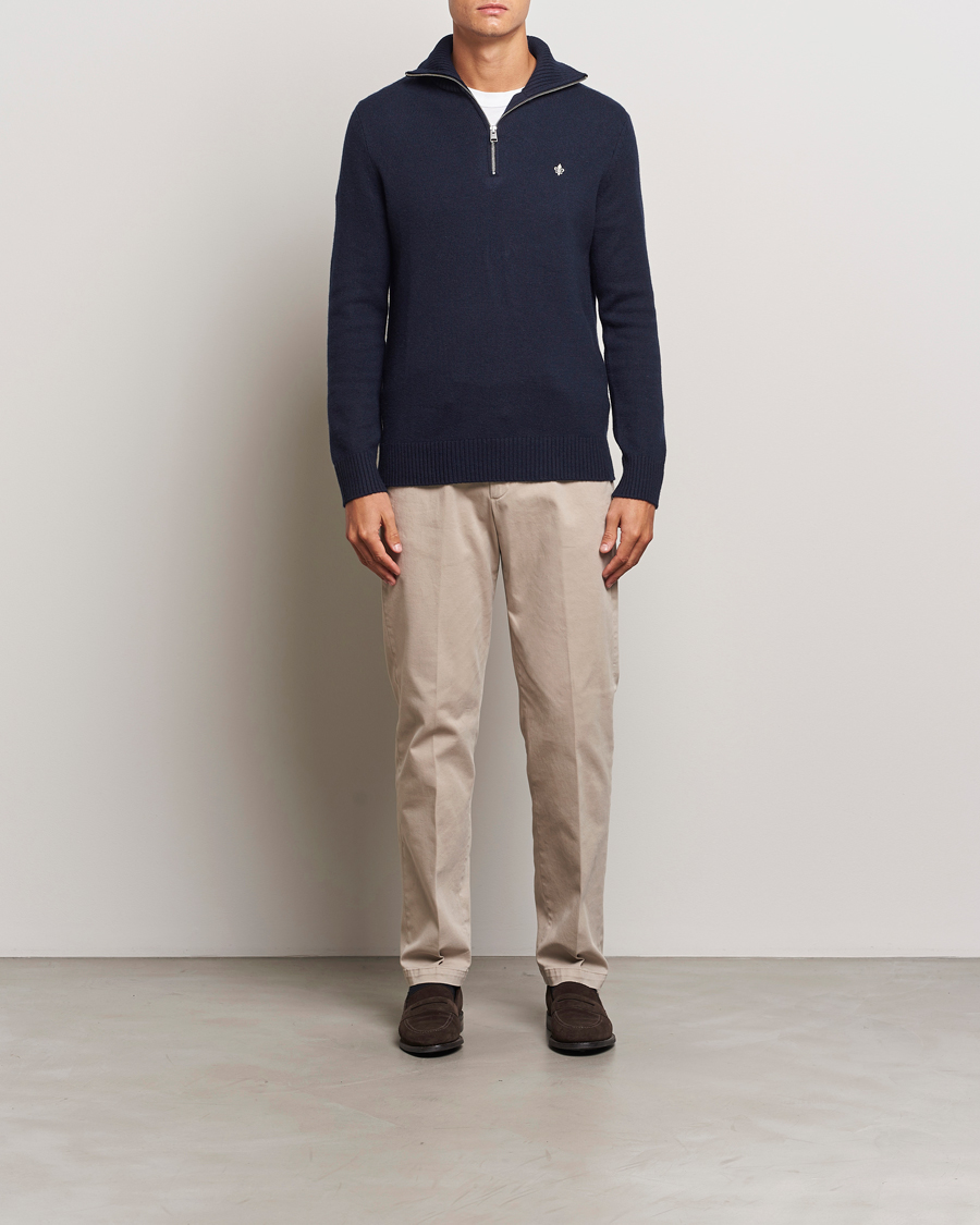 Mies | Puserot | Morris | Hertford Merino Half Zip Navy