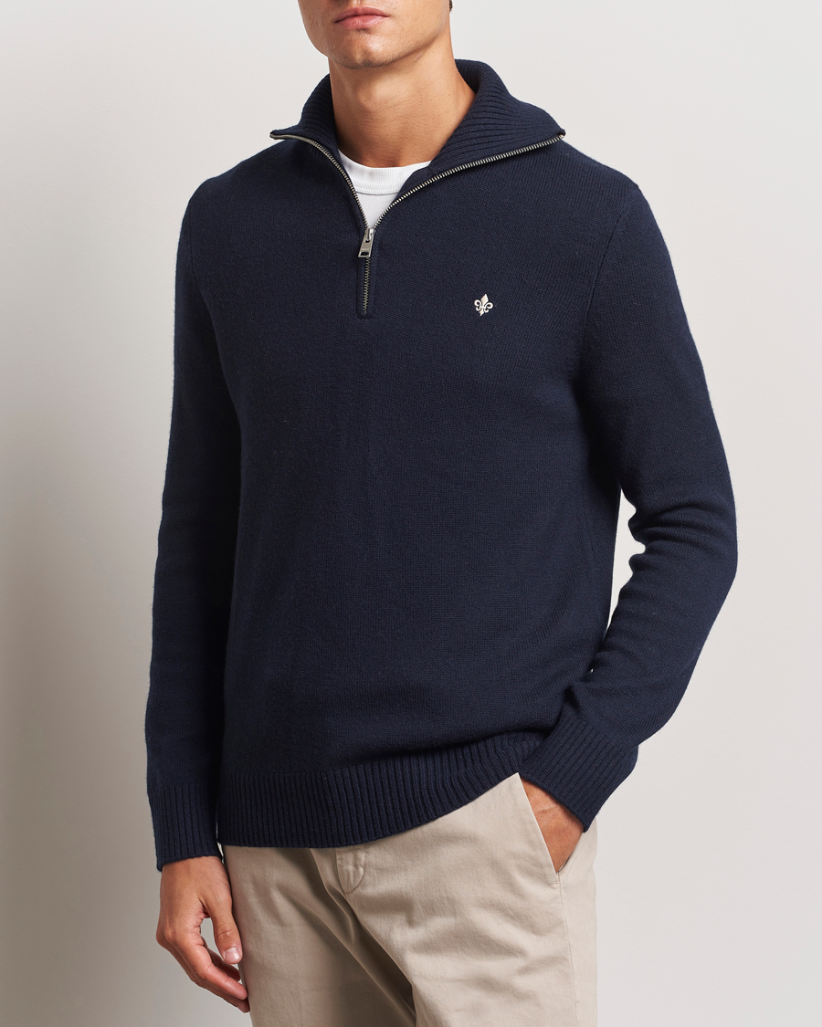 Mies | Puserot | Morris | Hertford Merino Half Zip Navy