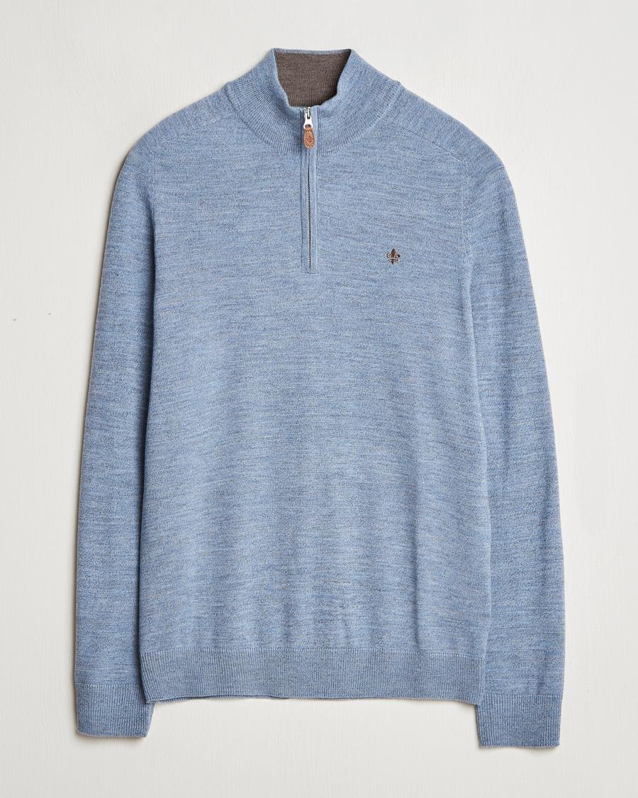 Mies | Puserot | Morris | John Merino Half Zip Light Blue