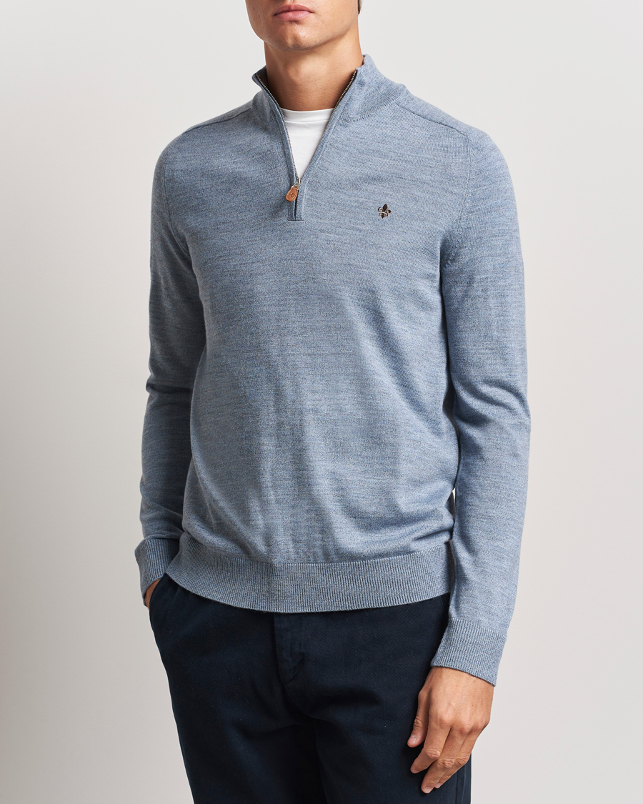 Mies | Puserot | Morris | John Merino Half Zip Light Blue