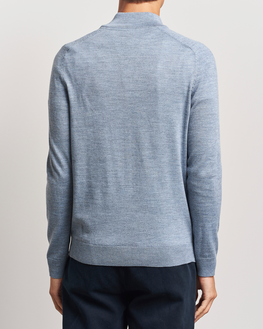 Mies | Puserot | Morris | John Merino Half Zip Light Blue