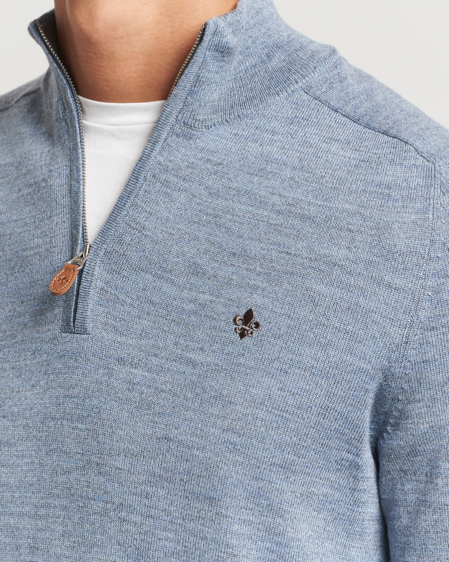 Mies | Puserot | Morris | John Merino Half Zip Light Blue