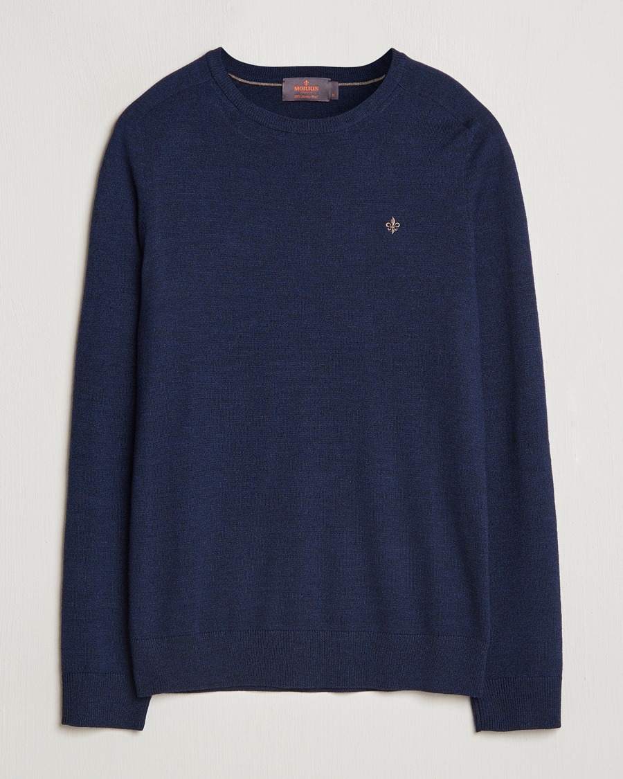 Mies | Puserot | Morris | Merino O-neck Blue
