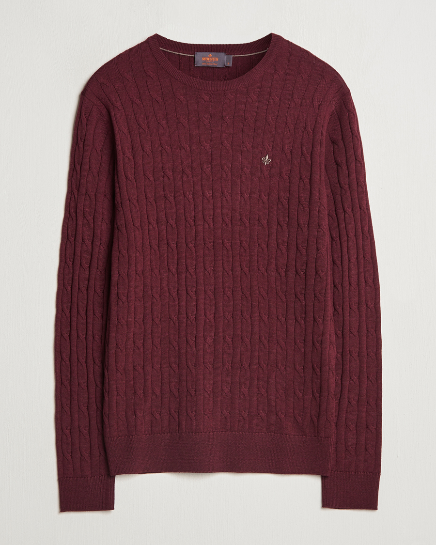 Mies | Puserot | Morris | Merino Cable O-Neck Wine Red