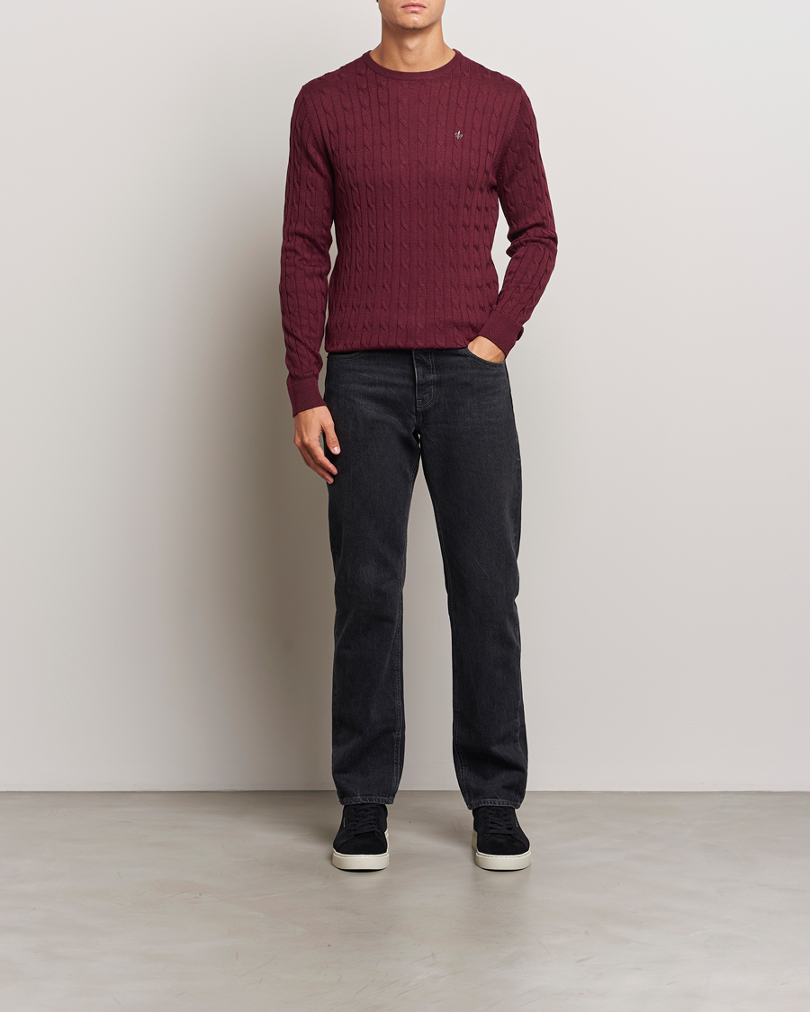 Mies | Puserot | Morris | Merino Cable O-Neck Wine Red