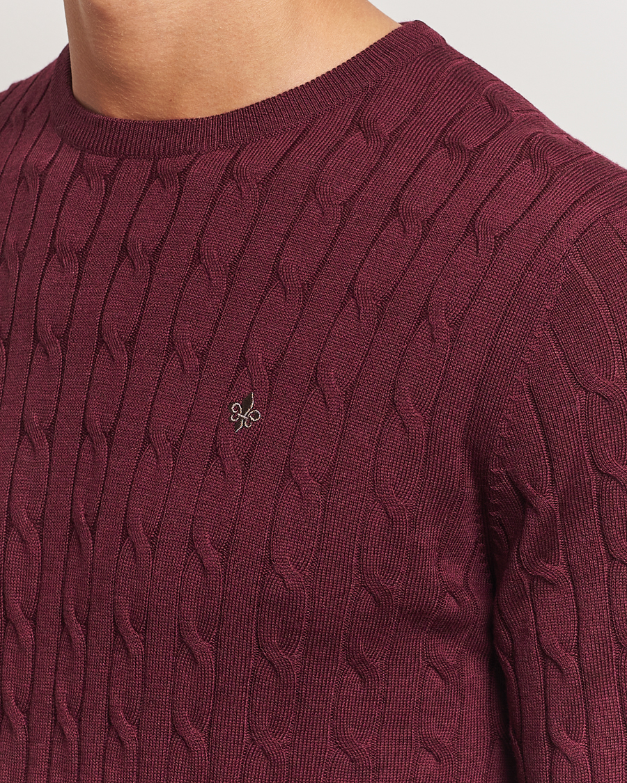 Mies | Puserot | Morris | Merino Cable O-Neck Wine Red