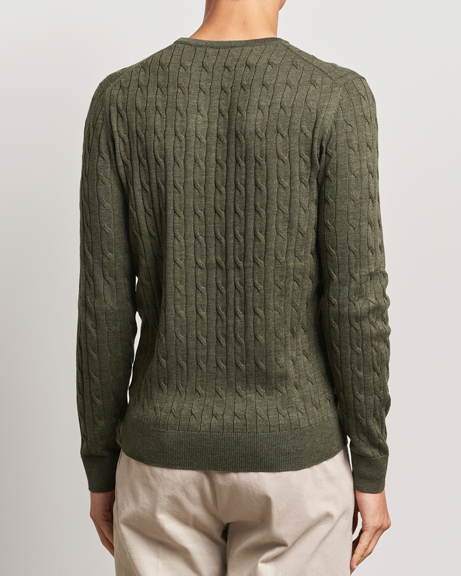 Mies | Puserot | Morris | Merino Cable O-Neck Olive