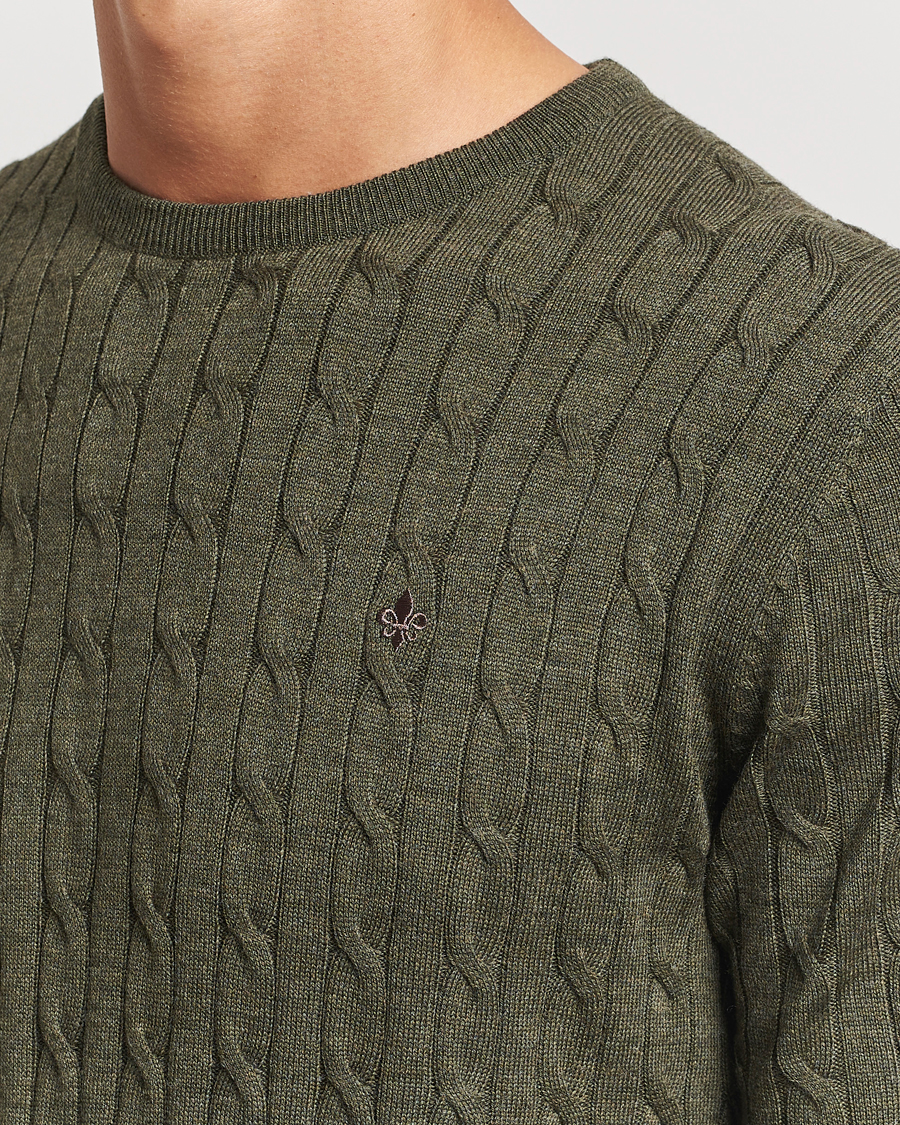 Mies | Puserot | Morris | Merino Cable O-Neck Olive