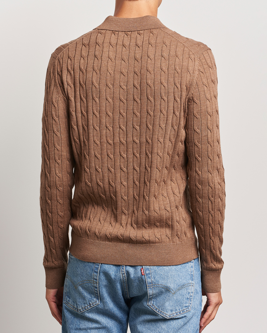 Mies | Puserot | Morris | Merino Cable Polo Knit Camel