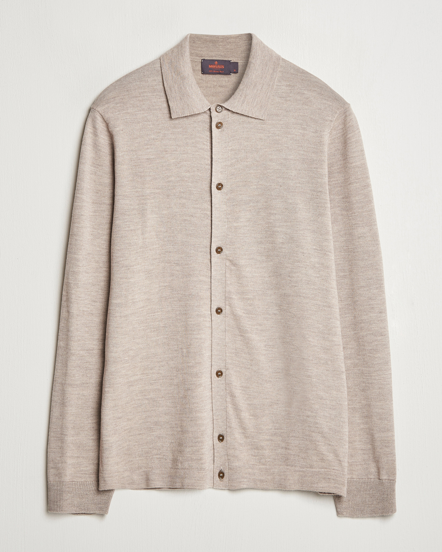 Mies | Puserot | Morris | Merino Knitted Shirt Khaki