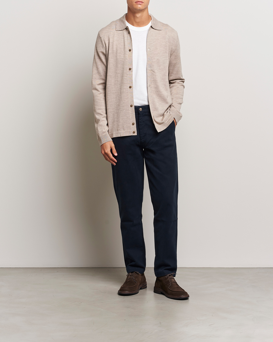 Mies | Puserot | Morris | Merino Knitted Shirt Khaki