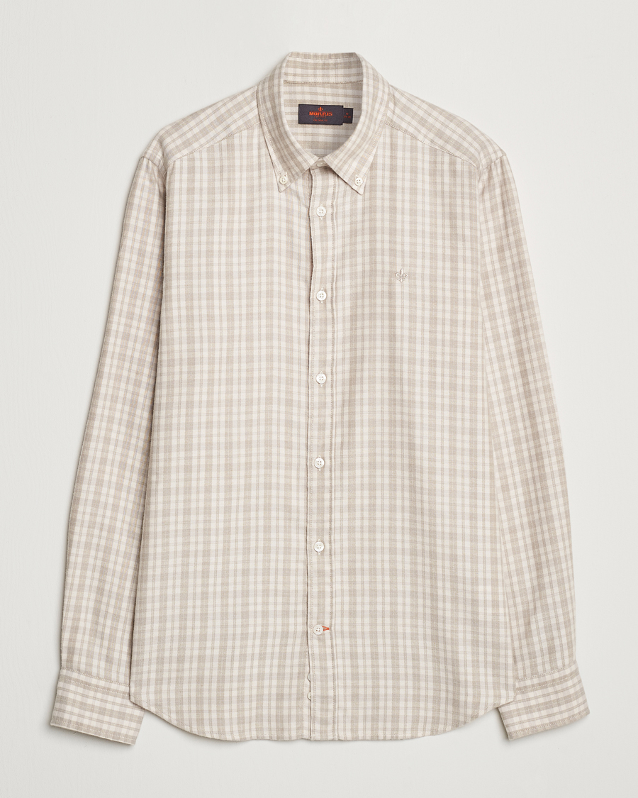 Mies | Kauluspaidat | Morris | Soft Check Flannel Shirt Khaki