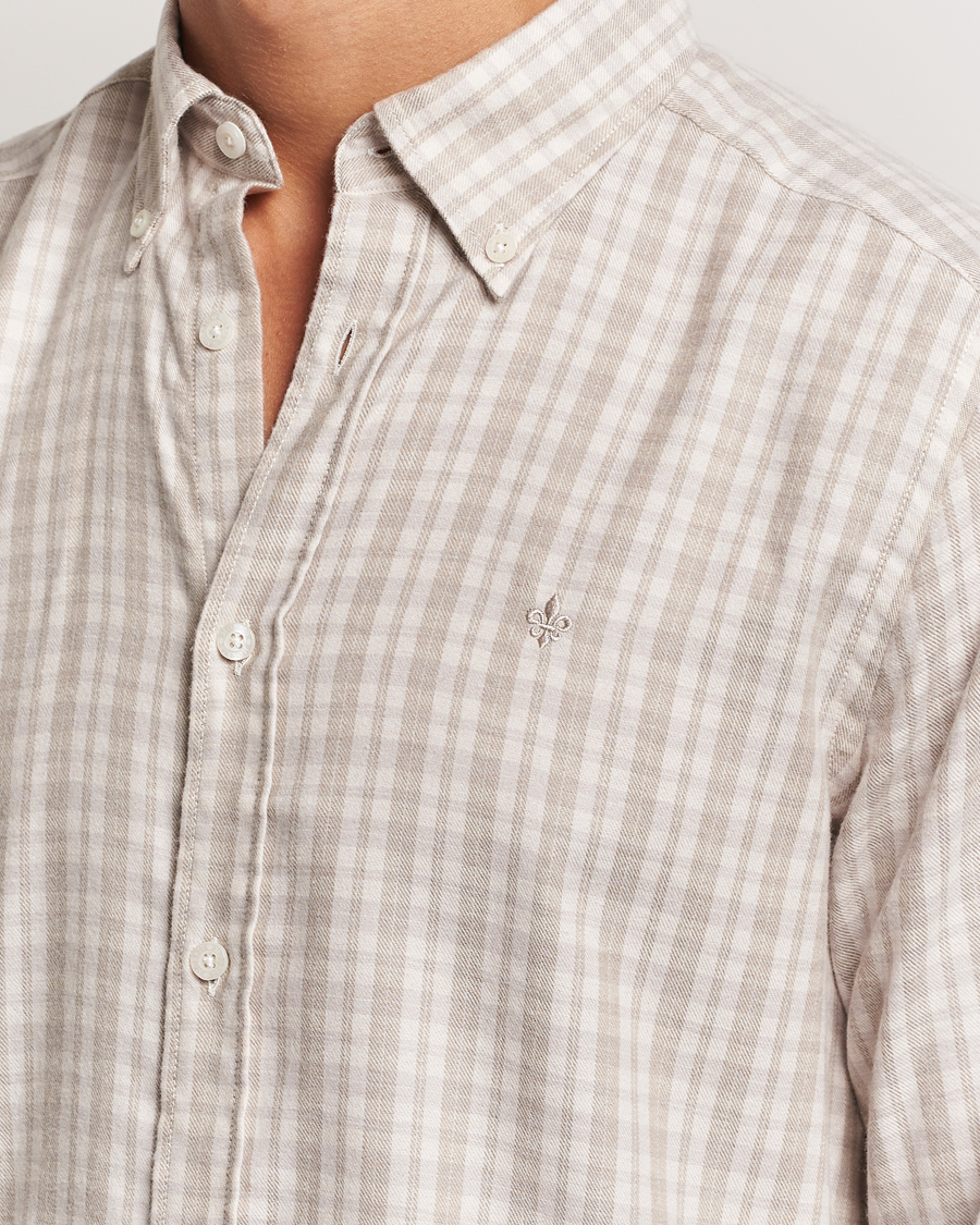 Mies | Kauluspaidat | Morris | Soft Check Flannel Shirt Khaki