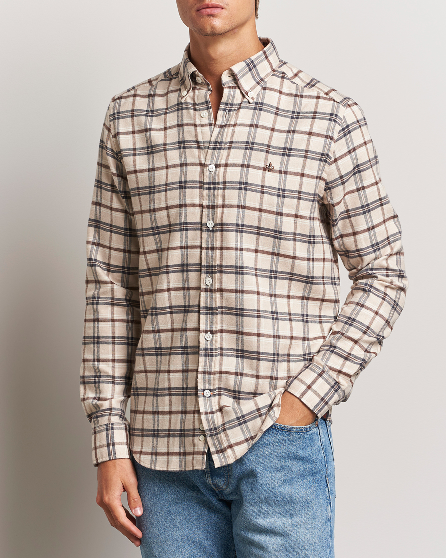 Mies | Kauluspaidat | Morris | Soft Check Flannel Shirt Camel
