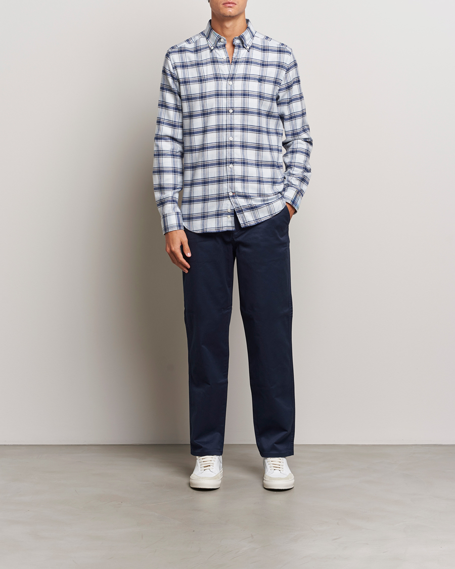 Mies | Kauluspaidat | Morris | Soft Check Flannel Shirt Blue