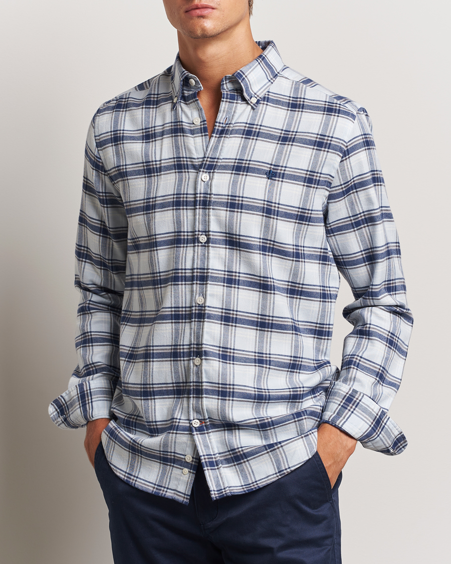 Mies | Kauluspaidat | Morris | Soft Check Flannel Shirt Blue