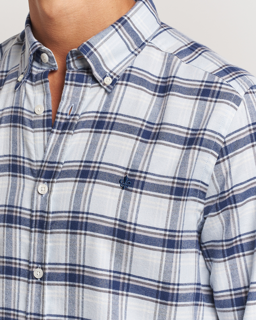 Mies | Kauluspaidat | Morris | Soft Check Flannel Shirt Blue
