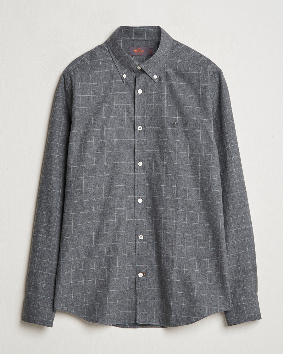 Mies | Kauluspaidat | Morris | Flannel Overcheck Shirt Grey