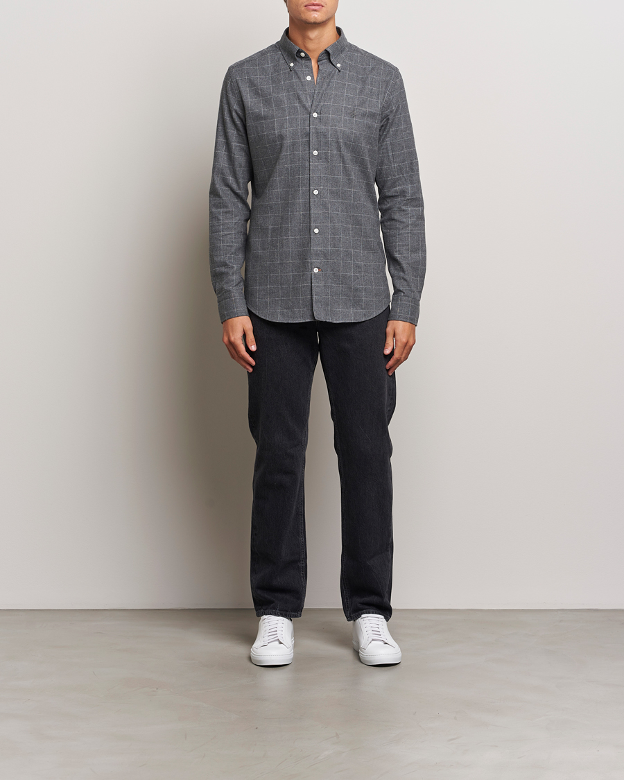 Mies | Kauluspaidat | Morris | Flannel Overcheck Shirt Grey