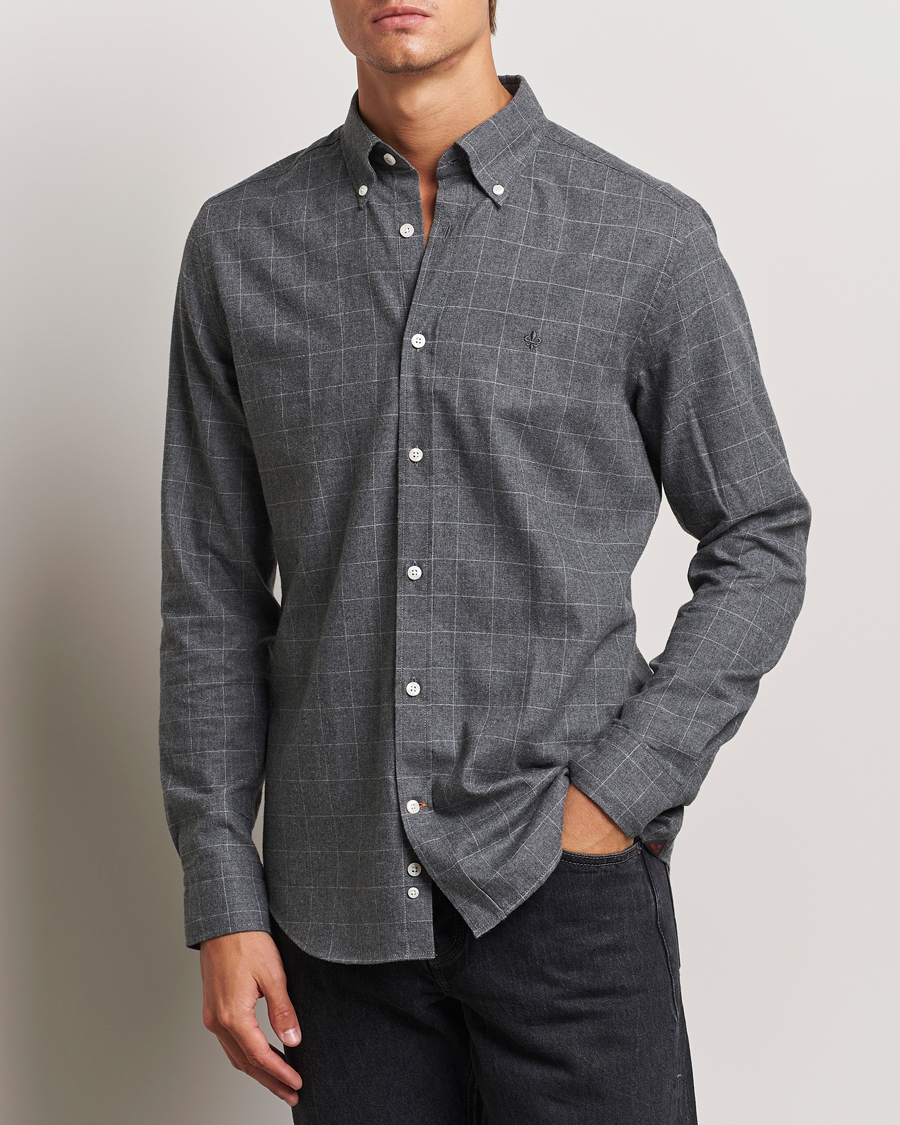 Mies | Kauluspaidat | Morris | Flannel Overcheck Shirt Grey