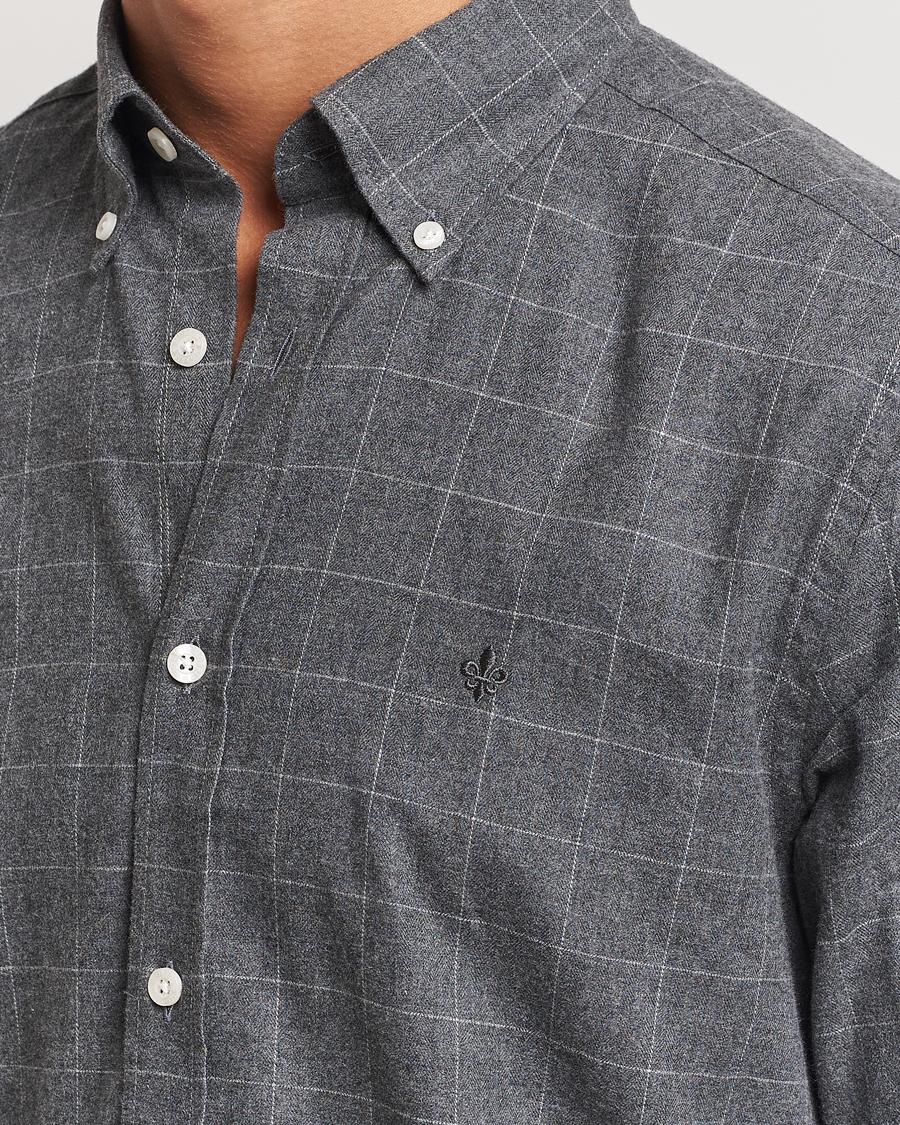 Mies | Kauluspaidat | Morris | Flannel Overcheck Shirt Grey