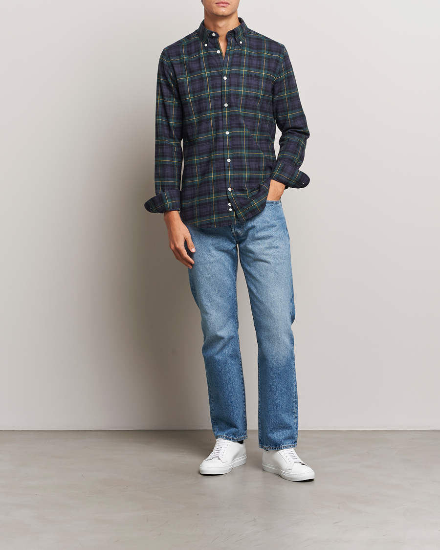 Mies | Kauluspaidat | Morris | Flannel Tartan Shirt Navy