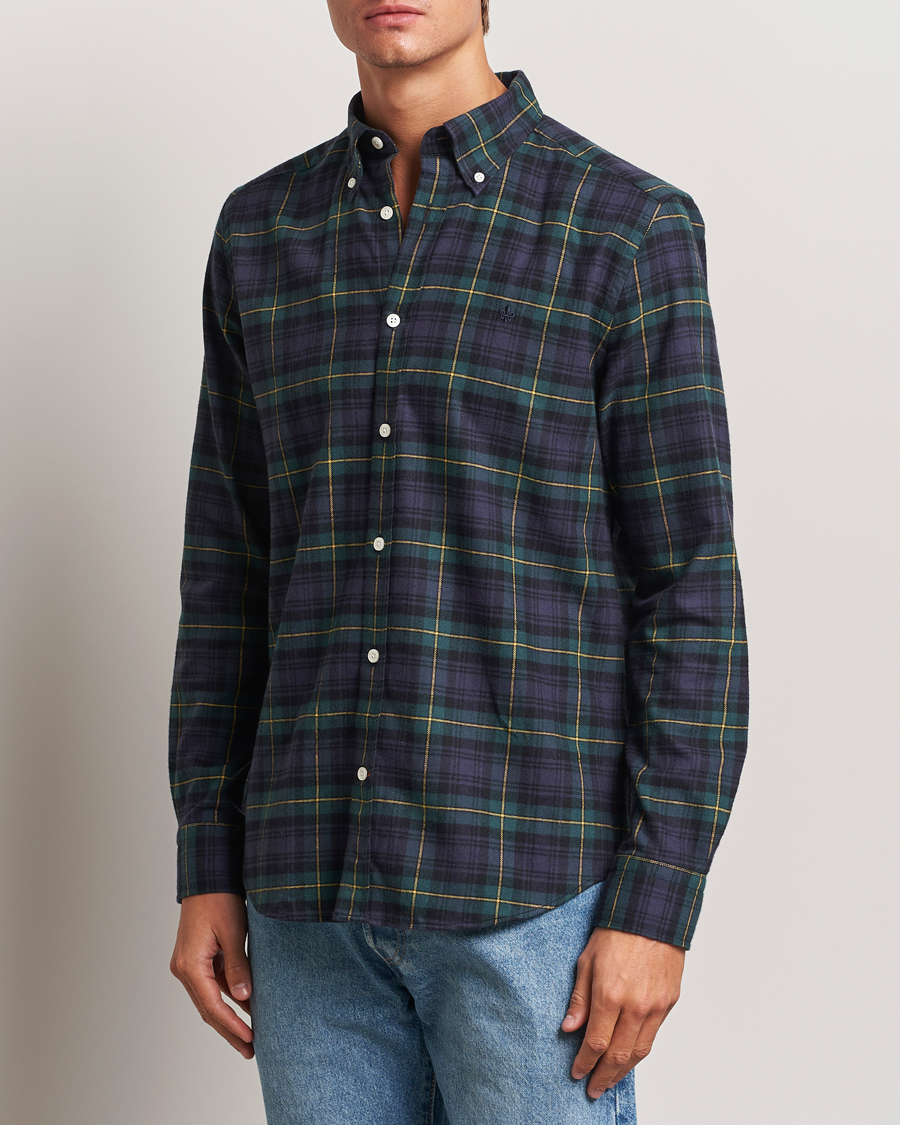 Mies | Kauluspaidat | Morris | Flannel Tartan Shirt Navy