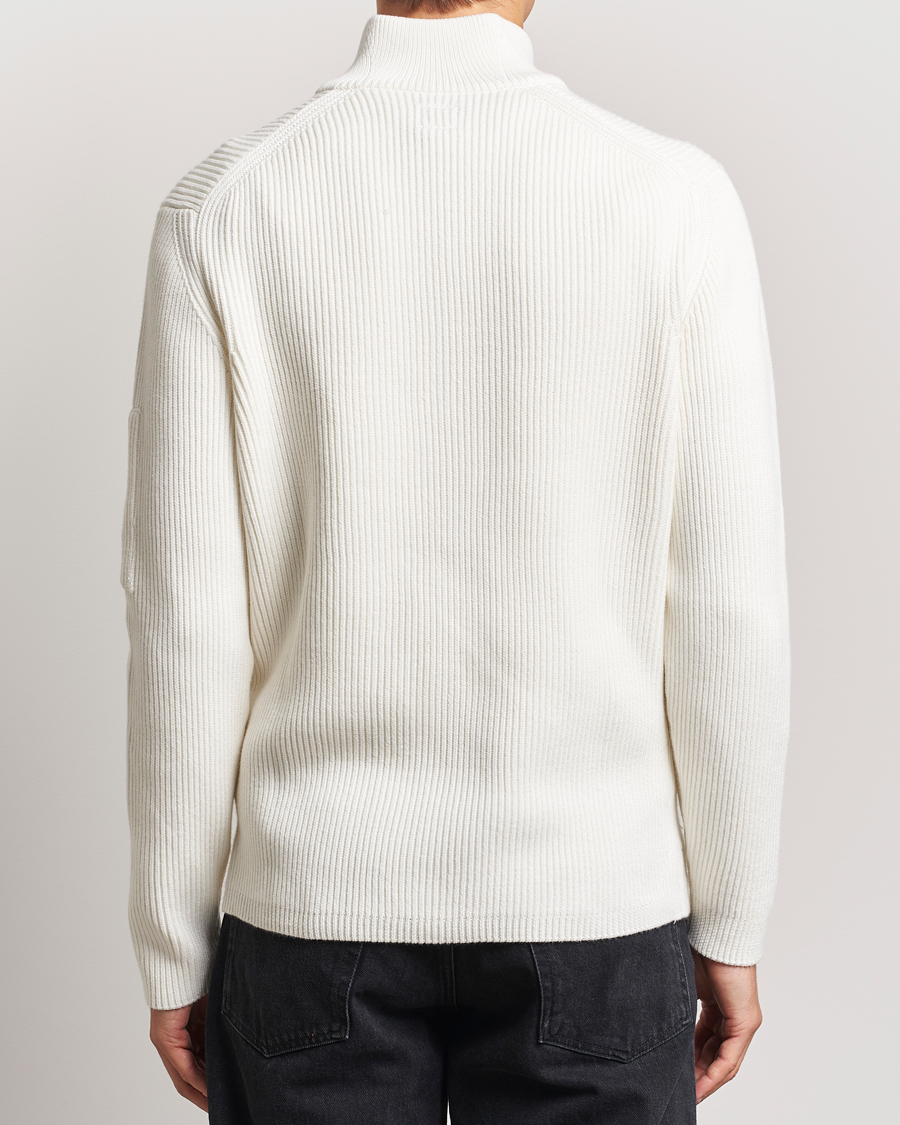 Mies | Puserot | C.P. Company | Full Rib Knitted Cotton Half Zip Off White