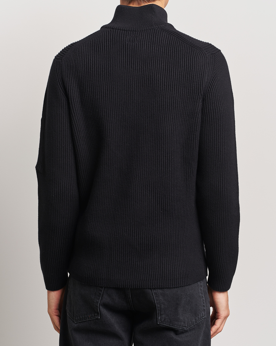Mies | Puserot | C.P. Company | Full Rib Knitted Cotton Half Zip Black